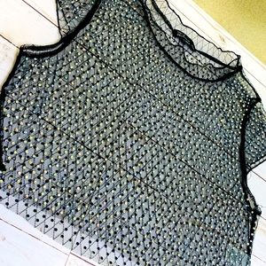 Sheer Mesh Tank with Rhinestones